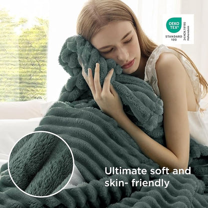 Bedsure Soft Twin Blanket for Bed Decor Gifts Mallard Green 60"x80" | Birthday - Image 4