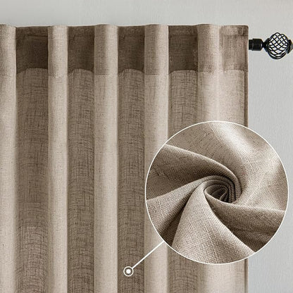MIULEE Taupe Grey Linen Curtains 52x72 Inch Length 2 Panels - Image 2