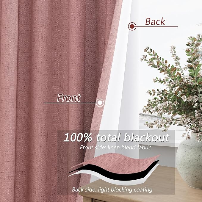 100% Blackout Curtains 84 Inch Length 2 Panels Set - Image 4