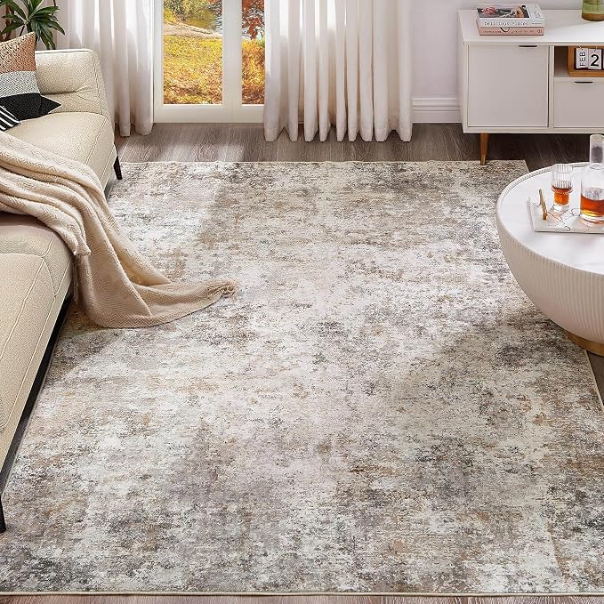 UERMEI 10x14 Area Rug Living Room Rugs Washable Neutral Brown Grey Carpet | by UERMEI