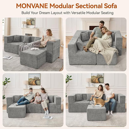 MONVANE 103'' Modular Sectional Sofa, Cloud Sectional Couch - Image 3