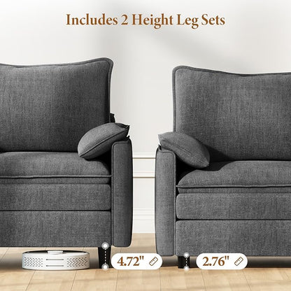 Vesgantti 108" Sectional Sleeper Sofa, 6-Seater Oversized Modular Cloud Couch - Image 3