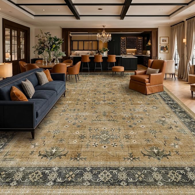 Vintage Taupe and Sage 10x14 Living Room Rug, Oriental Large Area Rug by HazoHaus