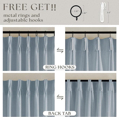 Extra Long Dusty Blue Linen Curtains 120 Inches Long 2 Panels | Coastal Sky Blue - Image 5