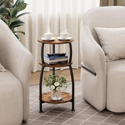 Small Round Side Table for Small Spaces, 3-Tier End Table - Image 5