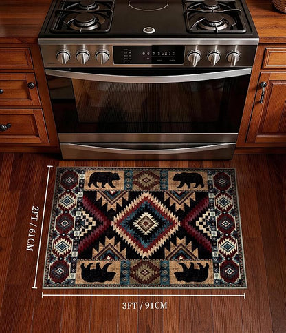 Western Entryway Rug, 2x3 Rustic Washable Rug, Non-Slip Indoor Door Mat - Image 2