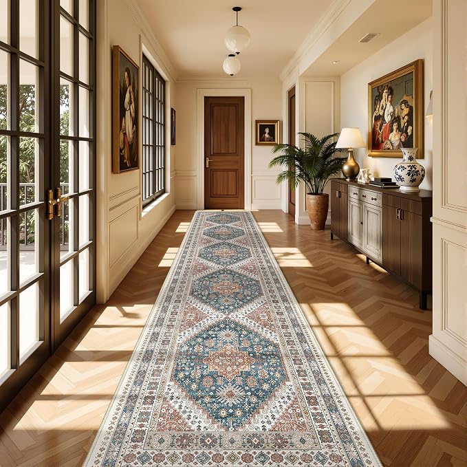 Washable Runner Rug 2.5x14, Long Kitchen Rugs Non-Slip, Soft Hallway Runner by Restydon