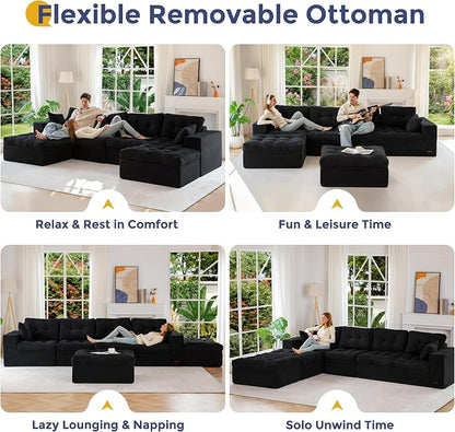 MAXYOYO 132" U Shaped Modular Sectional Sofa - Image 5