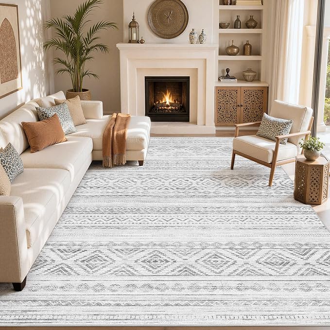 cotiled Boho 5x8 Area Rugs for Living Room: Soft Moroccan Washable Rug | Solve - Image 7