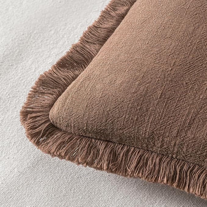 MIULEE Linen Decorative Fall Euro Throw Pillow Covers Dark Coffee 26x26 | Set - Image 3