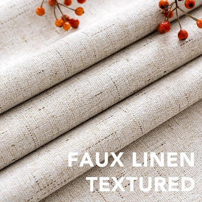 H.VERSAILTEX Primitive Linen Curtains 100% Blackout Curtain Drapes Burlap - Image 4