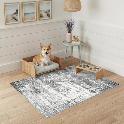 Washable 2x3 Entryway Area Rugs: Abstract Water Resistant Kitchen Rug Non-Slip - Image 2