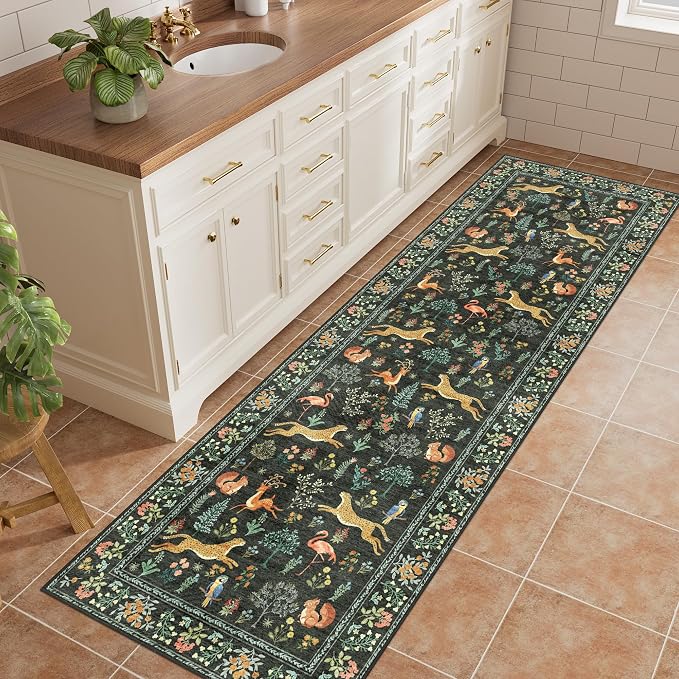 DUKINO 2x6 Runner Rug, Washable Animal Kitchen Rugs Non Slip, Low Pile - Image 3
