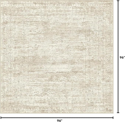 UERMEI Square Area Rugs : Washable 8x8 Neutral Modern Abstract Carpet - Image 2