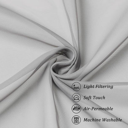 Chyhomenyc Light Grey Sheer Curtains 96 inches Long 2 Panels, Light Filtering - Image 9