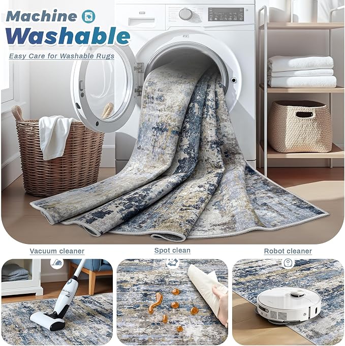 pmtsns Area Rugs 6x9 for Living Room: Washable Rug Modern Abstract Neutral Soft - Image 3