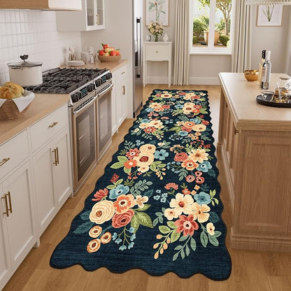 DUKINO 3x8 Kitchen Runner Rug, Floral Washable Rug - Image 5