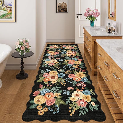 DUKINO 3x8 Kitchen Runner Rug, Soft Floral Washable Rug - Image 3