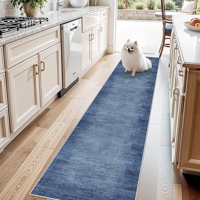2x8 Washable Hallway Runner Rug – Non-Slip Modern Abstract Neutral Low-Pile by BYYVOORugsforYourHome