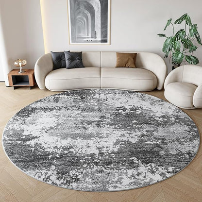 Round Rugs 8ft Washable Grey Circle Area Rug - Image 9