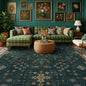 Dark Green Vintage Living Room Rug 9x12 by HazoHaus