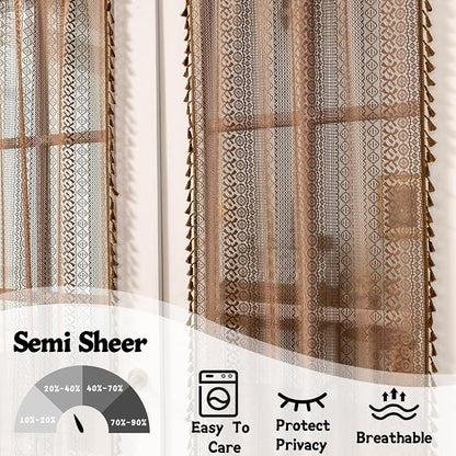 Sutuo Home Caramel Door Window Curtains - Image 4