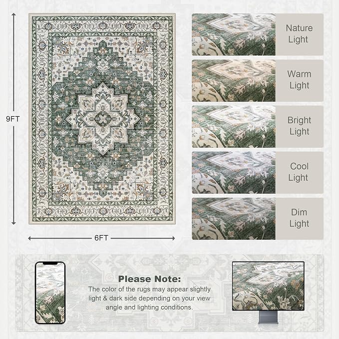 6x9 Area Rugs Living Room: Washable Rug - Image 2