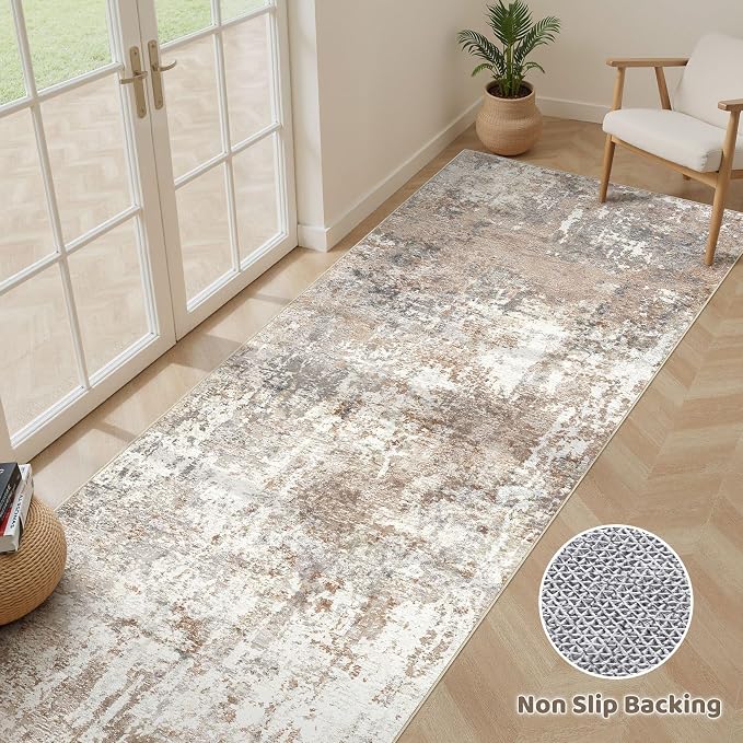 LOONGRUG Runner Rug 2x6 Washable Non-Slip Kitchen Neutral Modern Rug | Abstract - Image 3