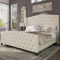 BRELTAM Upholstered King Size Bed Frame Velvet Beige Tufted Platform Bed Frame by Breltam
