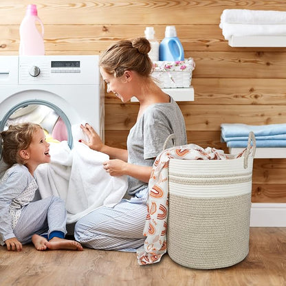 XUANGUO Cotton Rope Laundry Basket Hamper - Image 4