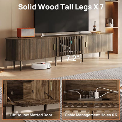 94.5" Fluted Mid Century Modern TV Stand - Image 5
