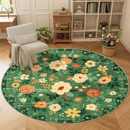 DUKINO 6ft Round Rug, Washable Circle Rug by DUKINO