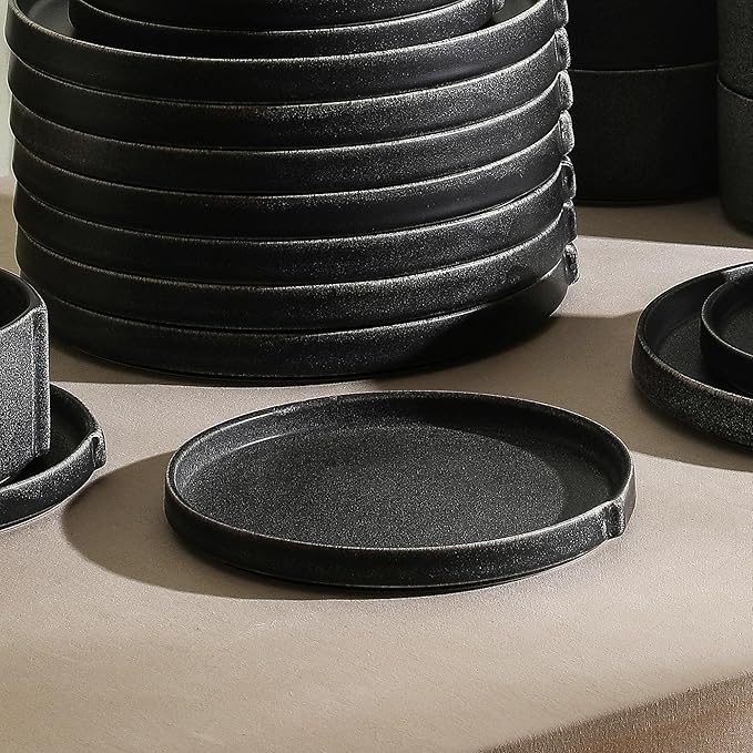 Stone Lain Bao 4-Piece Salad Plate Set Stoneware, Charcoal