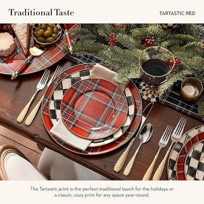 MACKENZIE-CHILDS Enamel Salad and Dessert Plate, Small Plate for Appetizers or Desserts, 8 Inches, Tartastic