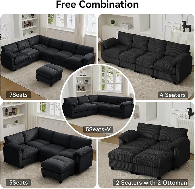 114'' Sectional 4 Seater Couch, Oversized Modular Couches - Image 7