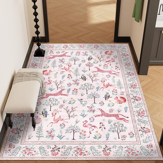 DUKINO 4x6 Area Rug, Non Slip Animal Washable Rug - Image 5