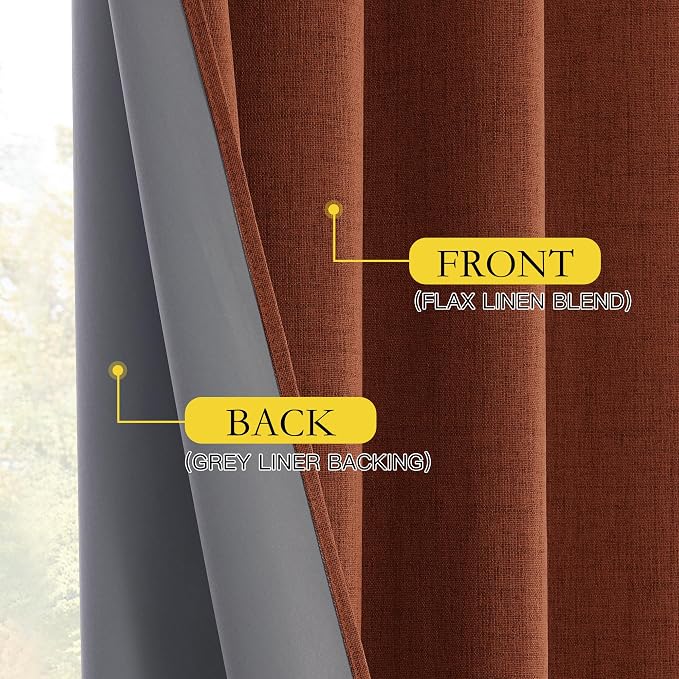 NICETOWN 100% Absolutely Blackout Linen Curtains - Image 6
