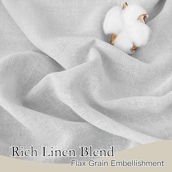 RYB HOME Linen Textured Curtains Semi Sheer Window Curtains Light Filtering - Image 2