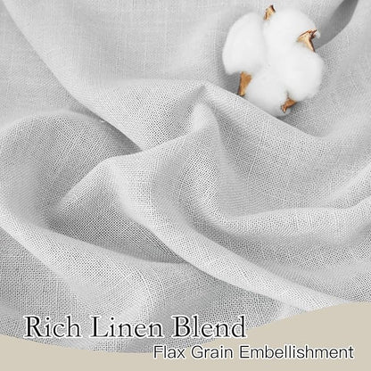 RYB HOME Linen Textured Curtains Semi Sheer Window Curtains Light Filtering - Image 2