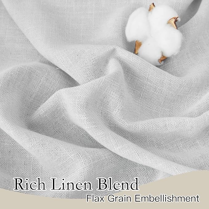 RYB HOME Linen Sheer Curtains for Living Room Textured Semi Sheer Curtains - Image 3
