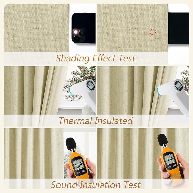 Extra Long 100% Blackout Linen Curtains - Image 5
