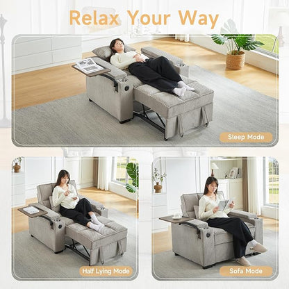 Auvsoce 3-in-1 Folding Convertible Sofa Bed Set of 2, Sleep Couch - Image 6