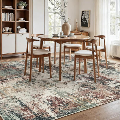 Rugflix 8x10 Area Rugs for Living Room, Washable Rust Brown Green Large Rug | - Image 3