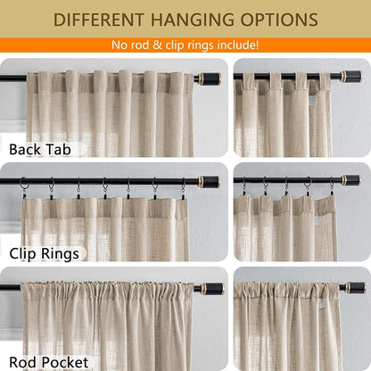 MYSKY HOME Cotton Curtains for Living Room Farmhouse Semi Sheer Light Filtering - Image 4