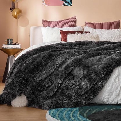 Bedsure GentleSoft Fluffy Tie Dye Black King Size Blanket - Image 5