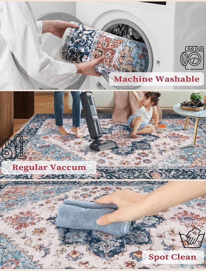 SERISSA 2x5 Washable Non Slip Boho Runner Rug - Image 3