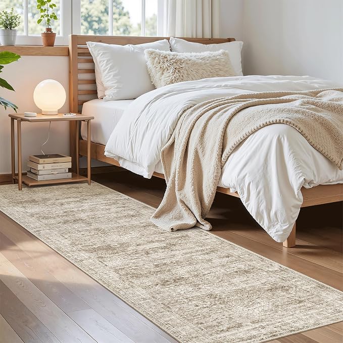 Soalmost Washable Runner Rug 2'6"x8' Kitchen Hallway Runners Brown | Soft - Image 4