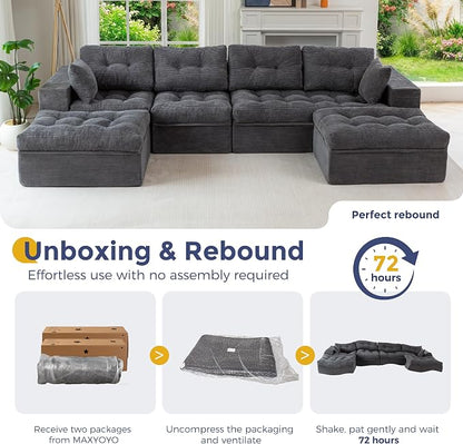 MAXYOYO 132" U Shaped Modular Sectional Sofa - Image 9