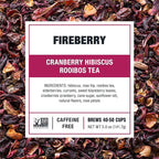 Tiesta Tea - Fireberry Cranberry Hibiscus Loose Leaf Tea, Caffeine-Free, Herbal Blend with Hibiscus, Cranberry, Currants, and Rooibos, Hot or Iced, Refillable Tin, Makes Up to 50 Cups, 5 Ounce