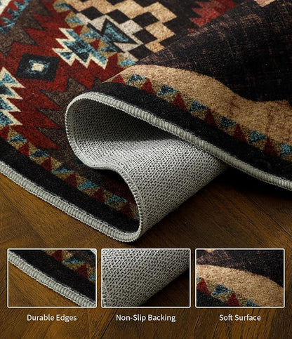 Rustic Round Rug 4ft, Washable Circle Rug - Image 7